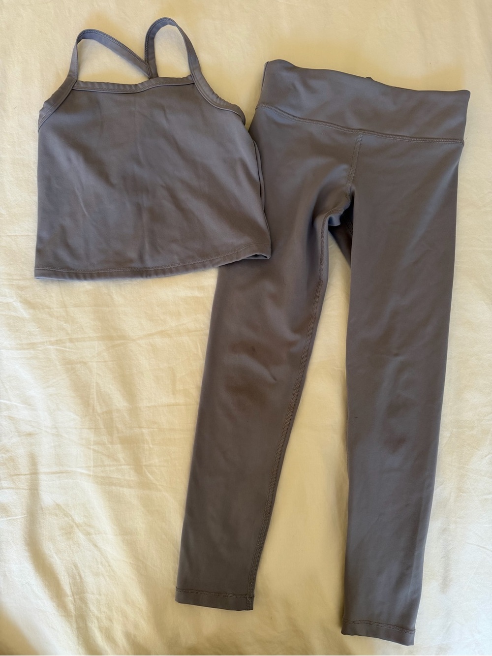 Girls H&M Violet High-Waist Leggings with Cropped Tank Set, size: 6x